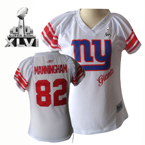 Giants #82 Mario Manningham White 2011 Women's Field Flirt Super Bowl XLVI Stitched NFL Jersey